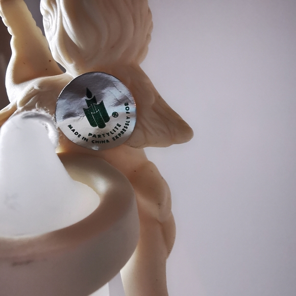 Pair Vintage Partylite Bisque Porcelain Cherub Angel Candle Followers / Huggers - Picture 10 of 14